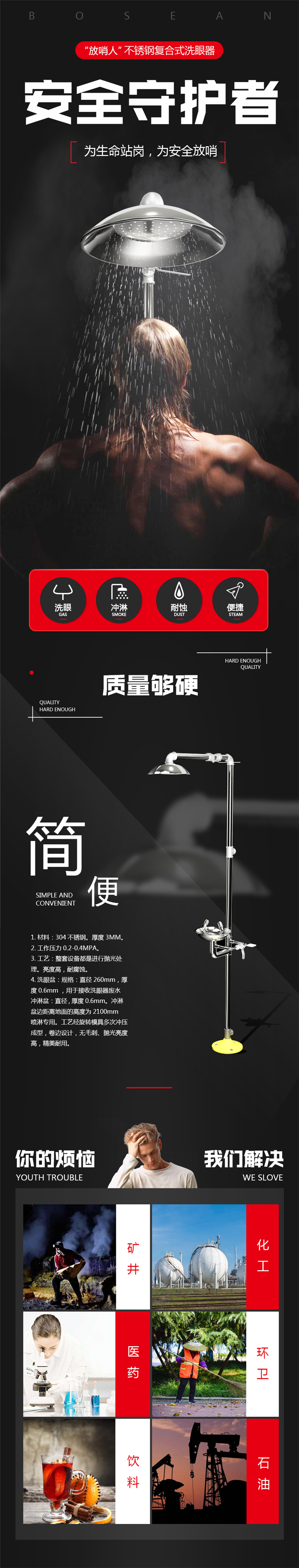 FSR0301不锈钢复合式洗眼器